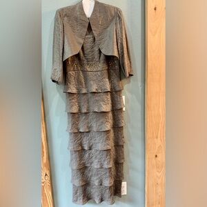 R & M Richards Gray Maxi Dress